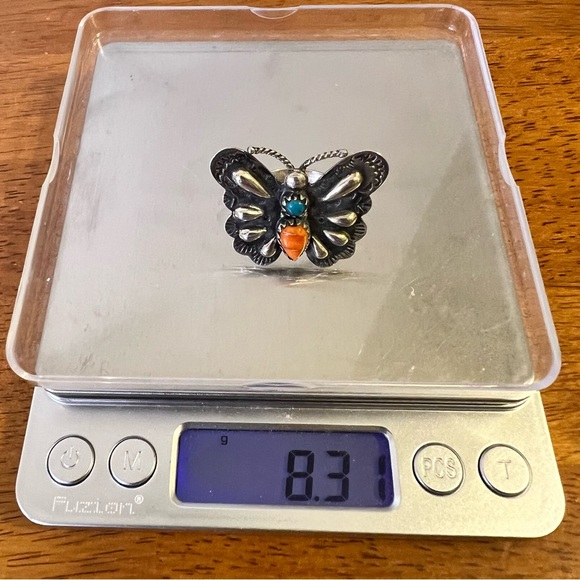 Spiny Oyster & Turquoise Butterfly Statement Ring | 925 Sterling | Size 8 - Picture 13 of 13